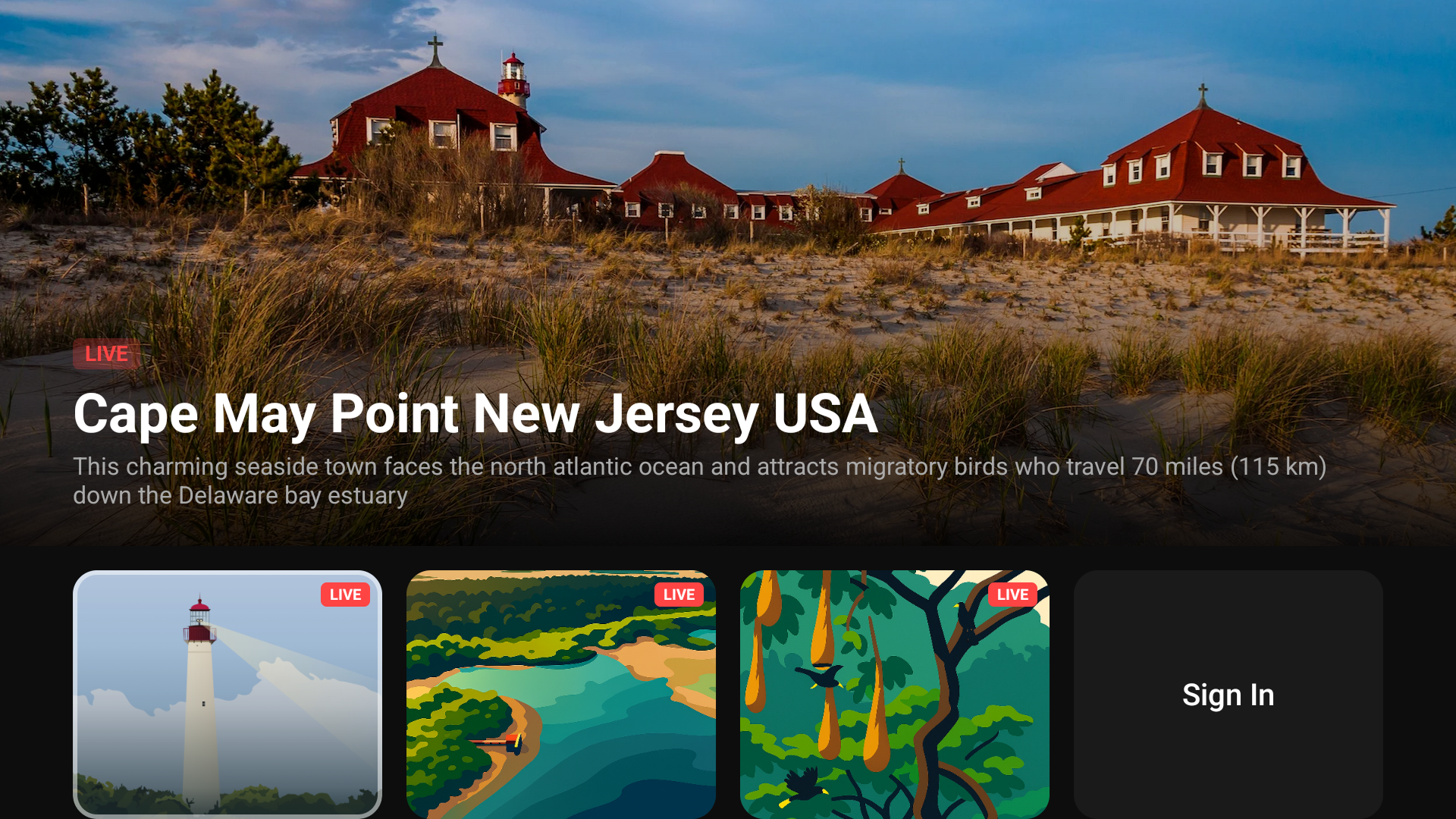 Terra Listens on Android TV - Station browser