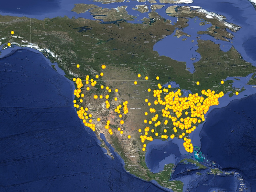 Global Motus network map